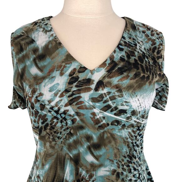 Connected Apparel Soft Accordion Shift Dress Midi V Neck Lagenlook Size 16 - Picture 5 of 10